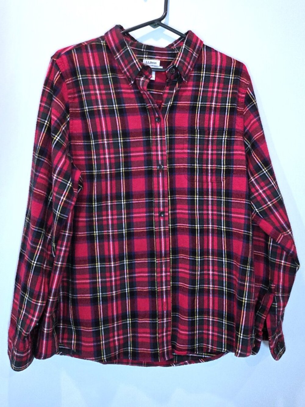 L.L. Bean Relaxed Fit Red Plaid Shirt Size L